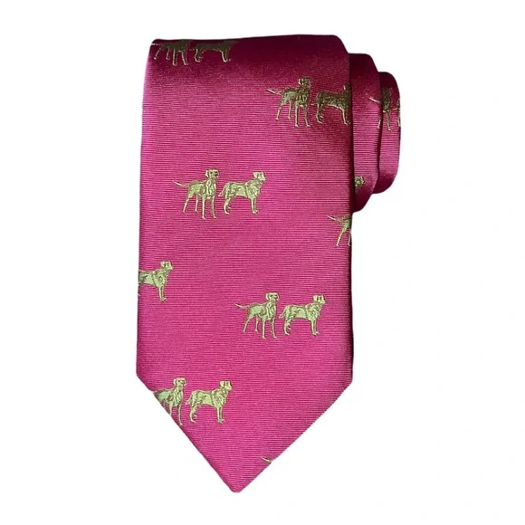 Ben Silver Charleston Silk Woven Lab Motif Tie in Magenta